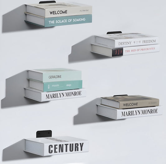 Schwebende Bücherregale – Set aus 3 – Edelstahl – matt-schwarz | TOJ Living