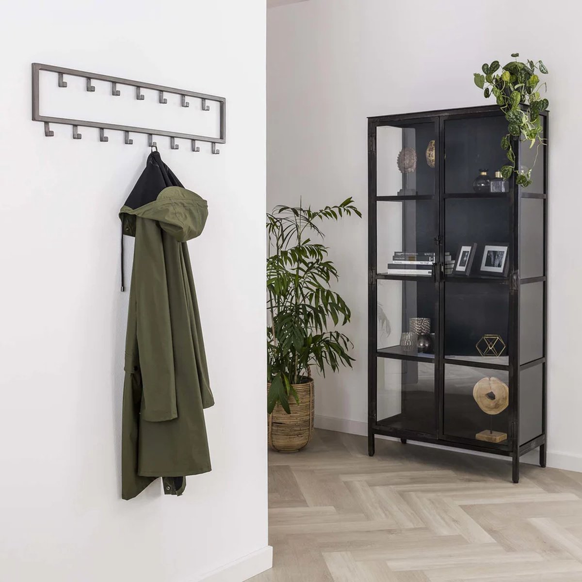 Wandgarderobe 15 Haken – Edelstahl – 80 cm – Schwarz matt | TOJ Living