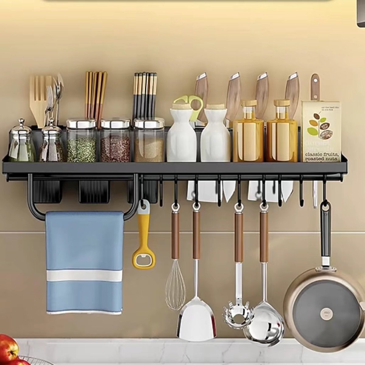 Hängeregal Küche – Metall – 60 cm – matt-schwarz | TOJ Living