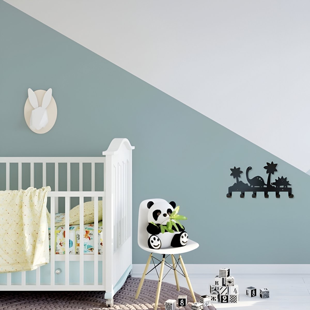 Dino Kindergarderobe 6 Haken – Edelstahl – 40 cm – matt-schwarz | TOJ Living