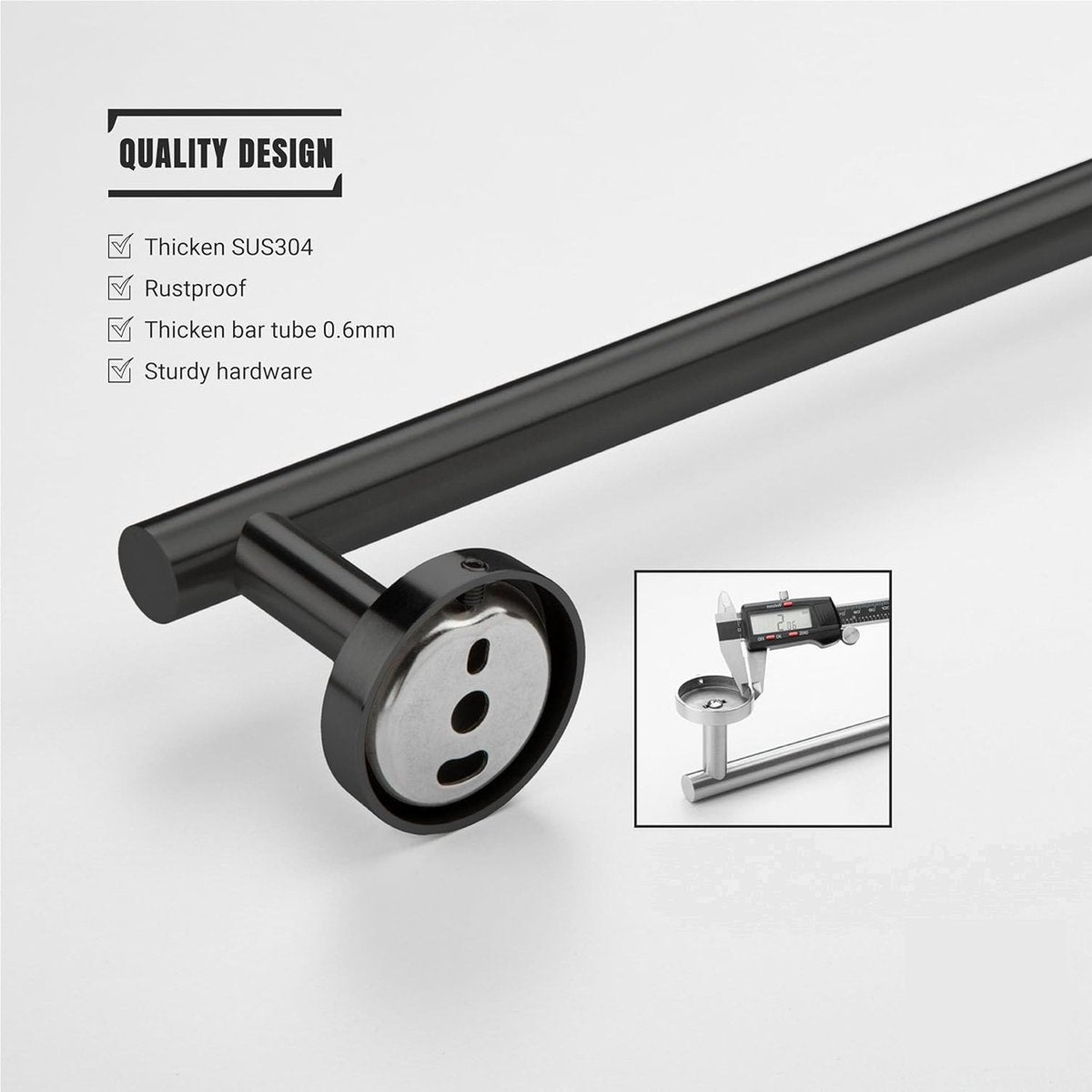 Handtuchstange 60 cm – Edelstahl – matt-schwarz | TOJ Living