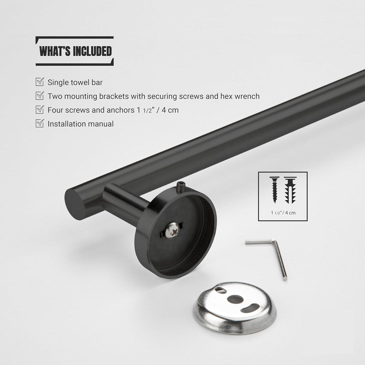 Handtuchstange 60 cm – Edelstahl – matt-schwarz | TOJ Living