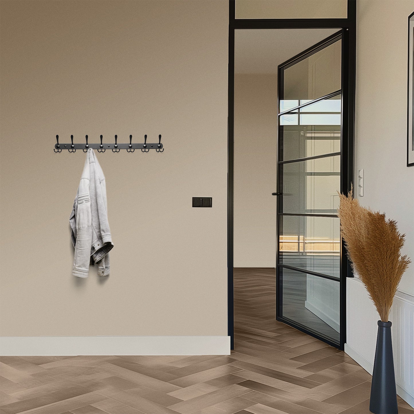 Wandgarderobe 24 Haken – Edelstahl – 75 cm – matt-schwarz | TOJ Living