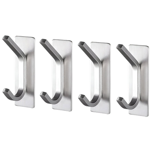 Selbstklebende Wandhaken – 4er-Set – Edelstahl – Silber | TOJ Living