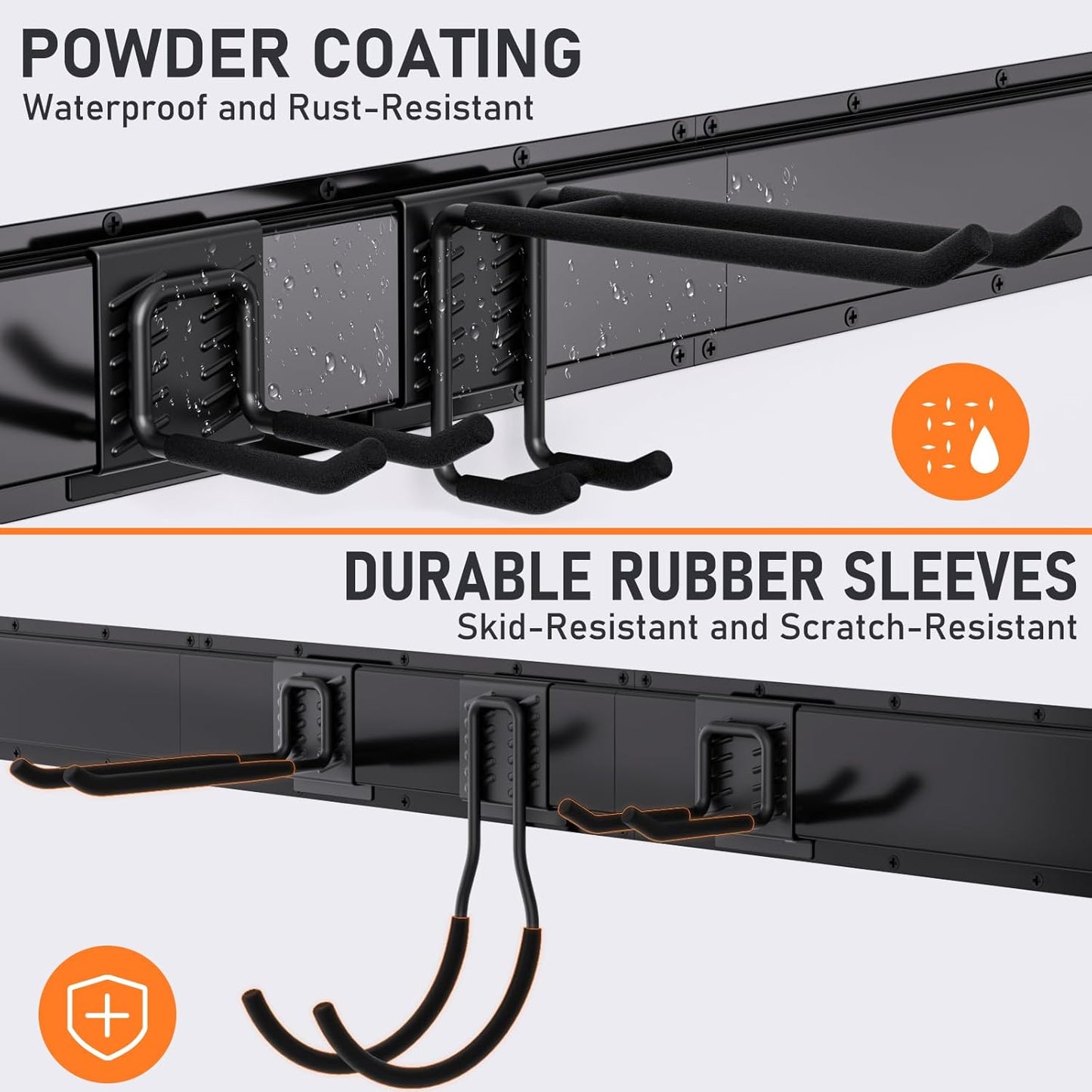 Werkzeughalter Wand – 3 Basisschienen + 9 Haken – Metall – 120 cm – matt-schwarz | TOJ Living