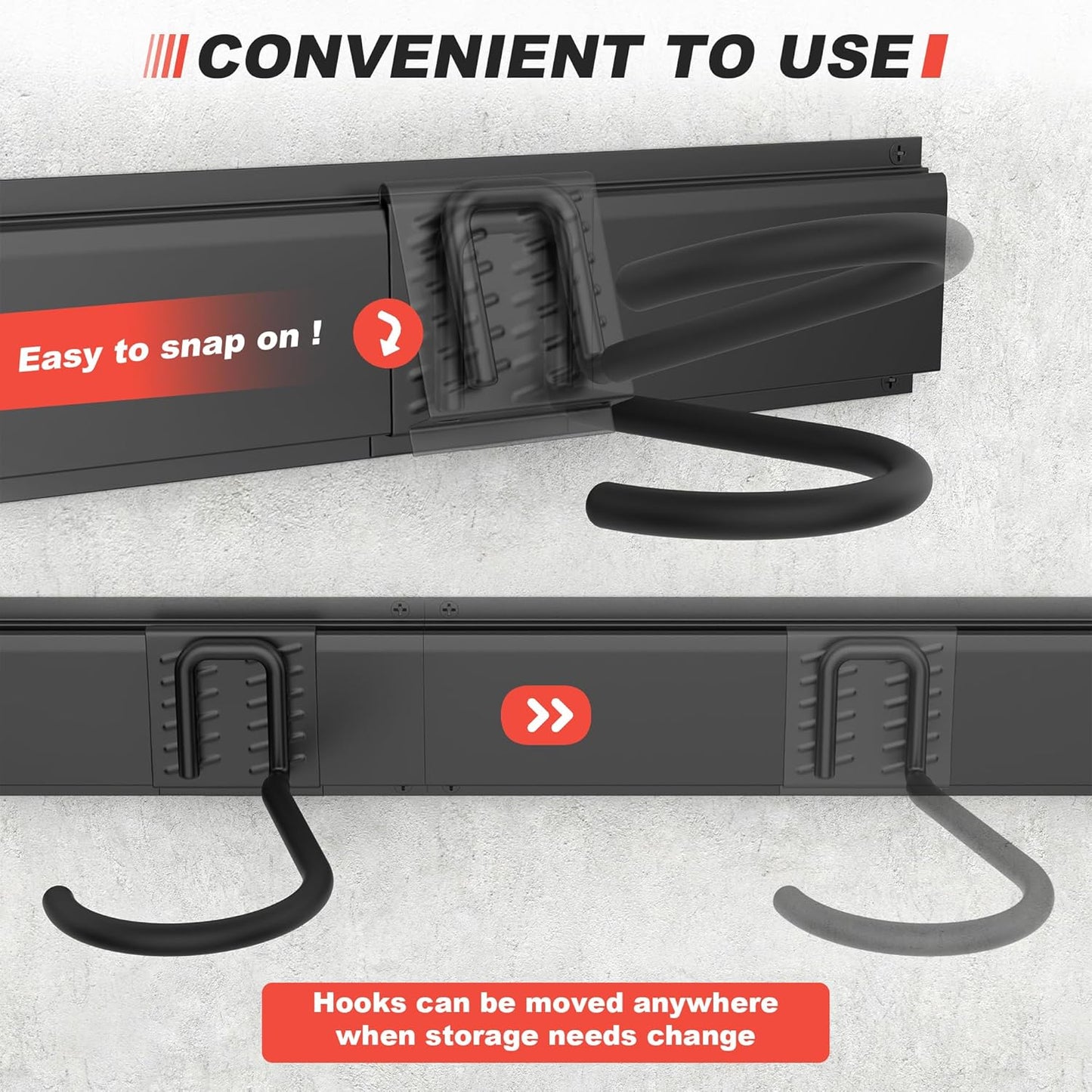 Fahrrad-Wandhalterung – 3 Basisschienen + 8 Haken – Metall – 120 cm – matt-schwarz | TOJ Living