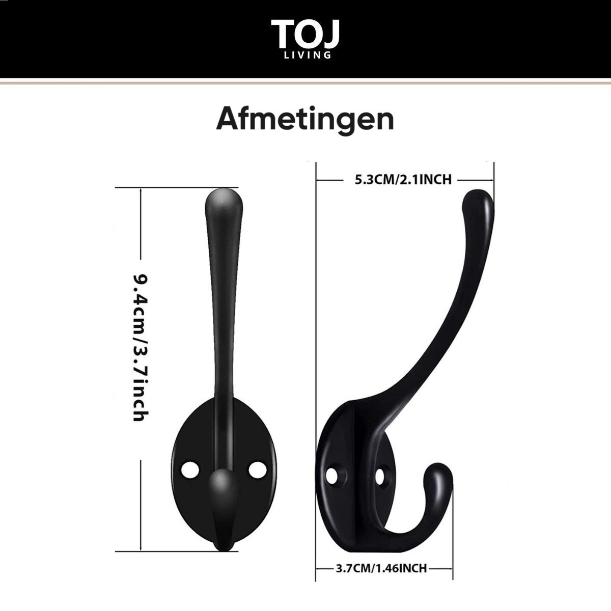 Wandhaken Set 5 Stück – Edelstahl – matt-schwarz | TOJ Living