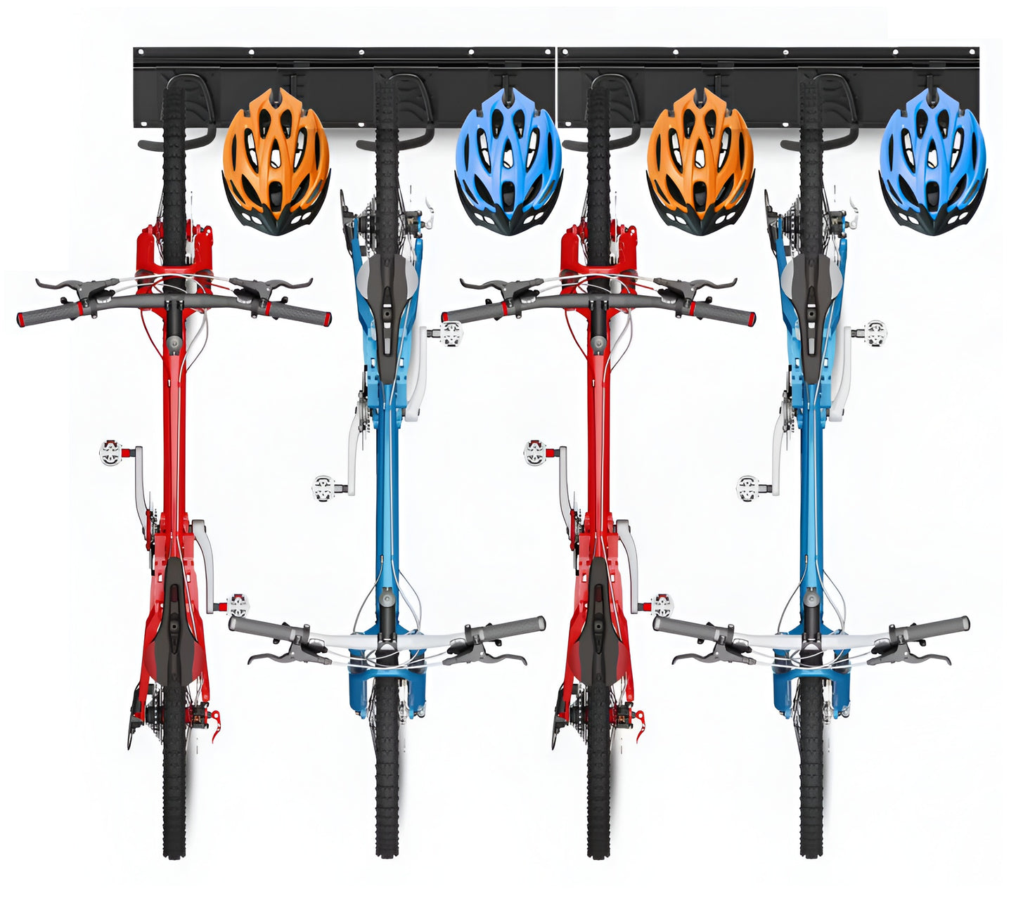 Fahrrad-Wandhalterung – 3 Basisschienen + 8 Haken – Metall – 120 cm – matt-schwarz | TOJ Living