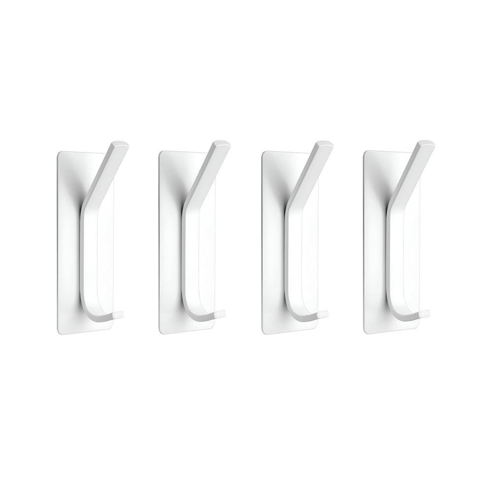 TOJ Living Wandkapstok Haken set van 4 Stuks - RVS - Wit