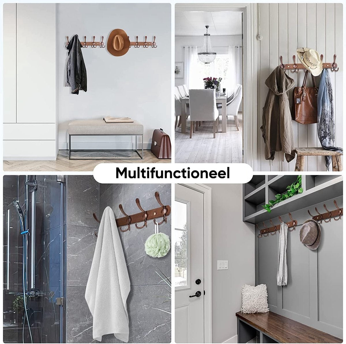 Wandgarderobe 15 Haken – Edelstahl – 45 cm – Bronze | TOJ Living