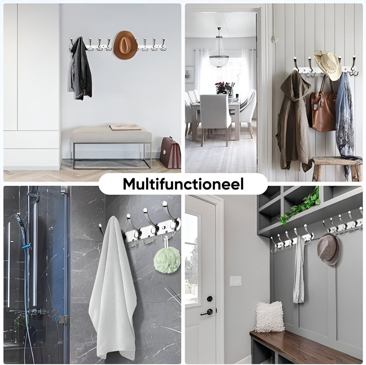 Wandgarderobe 15 Haken – Edelstahl – 45 cm – Chrom | TOJ Living