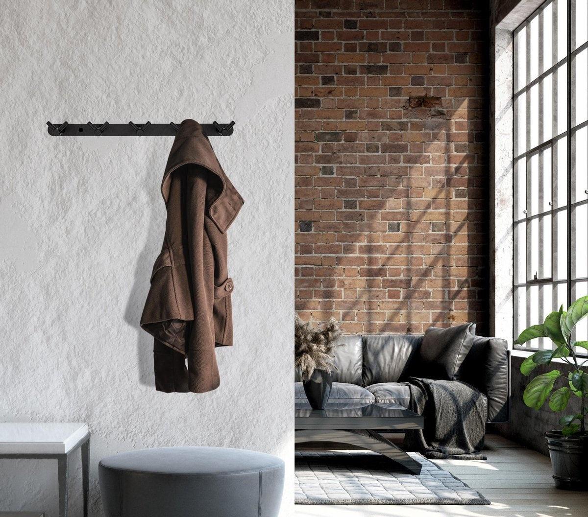 Wandgarderobe 10 Haken – Edelstahl – 40 cm – matt-schwarz | TOJ Living