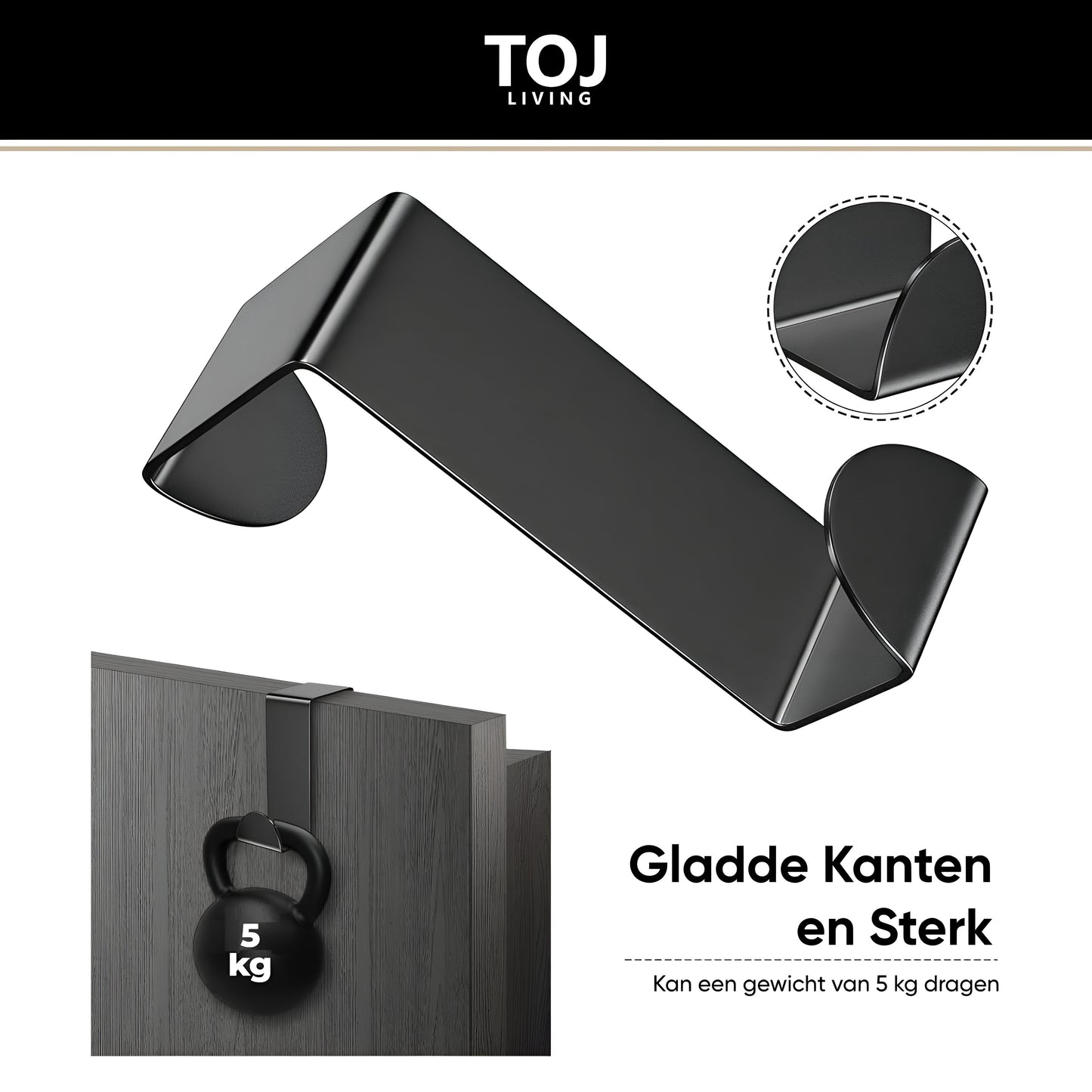 TOJ Living Deurhaken set van 8 Stuks - RVS - Wit
