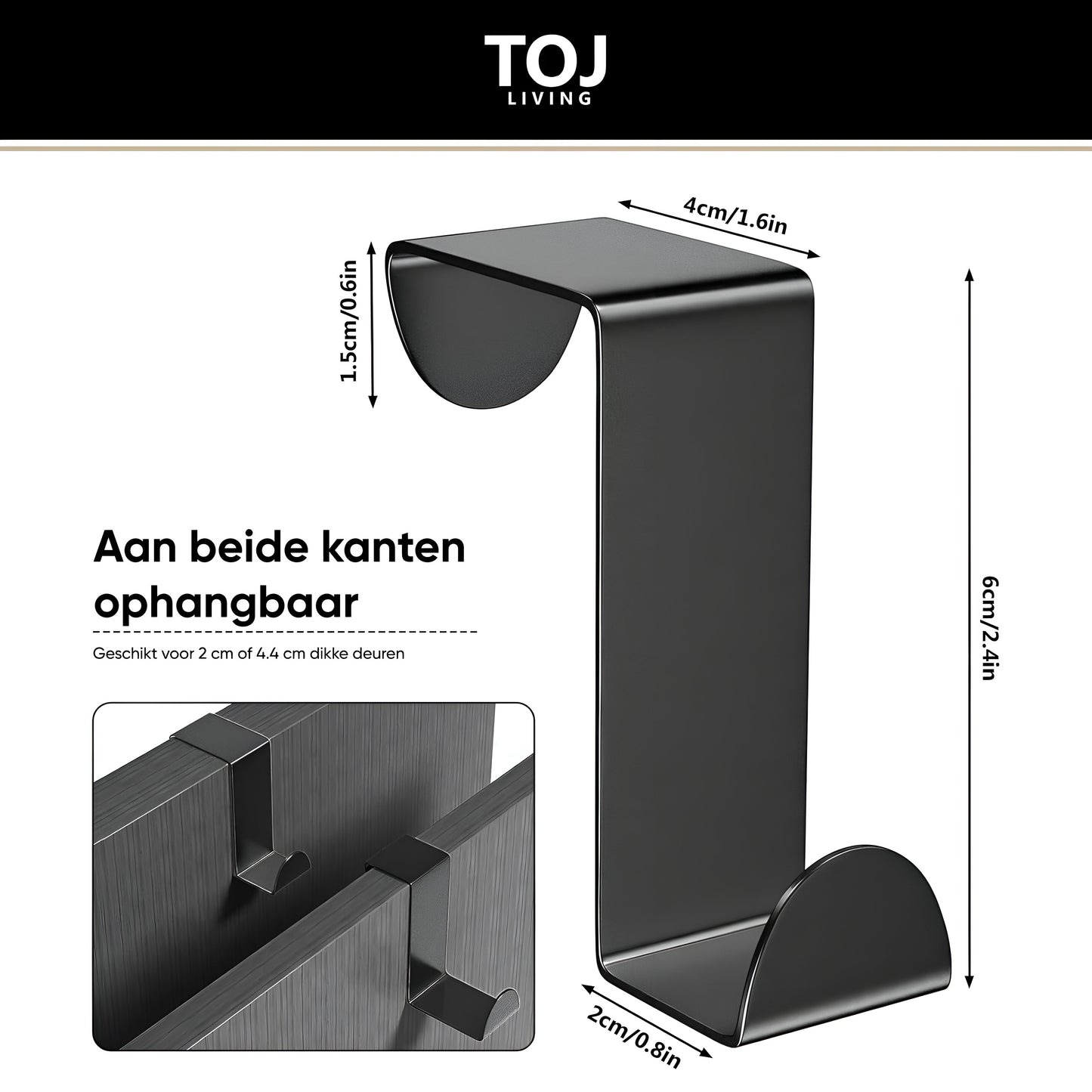 TOJ Living Deurhaken set van 8 Stuks - RVS - Wit