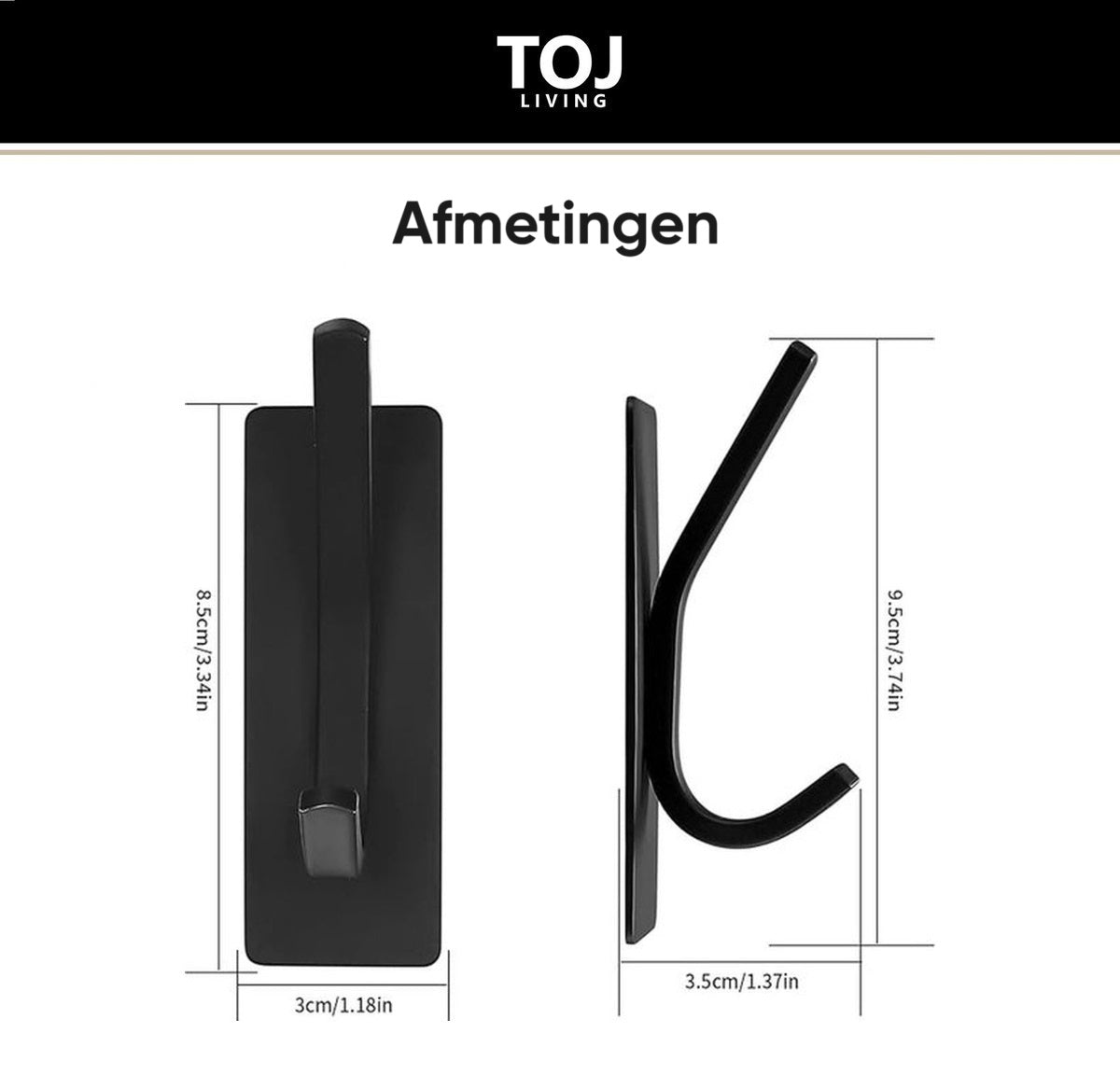 TOJ Living Wandkapstok Haken set van 4 Stuks - RVS - Wit