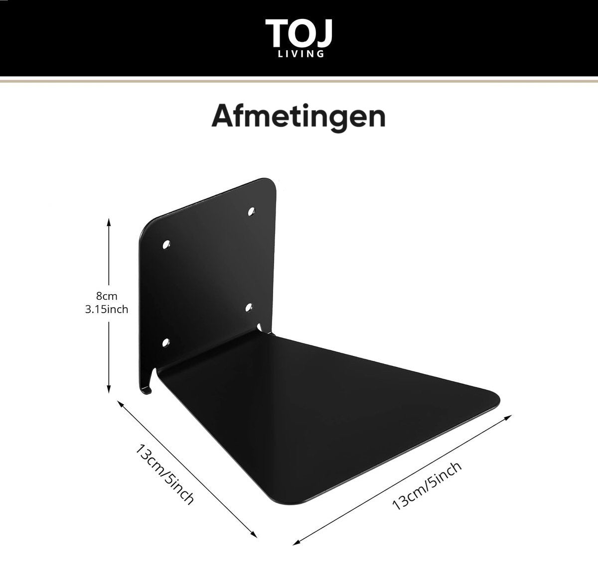 Schwebende Bücherregale – Set aus 3 – Edelstahl – matt-schwarz | TOJ Living