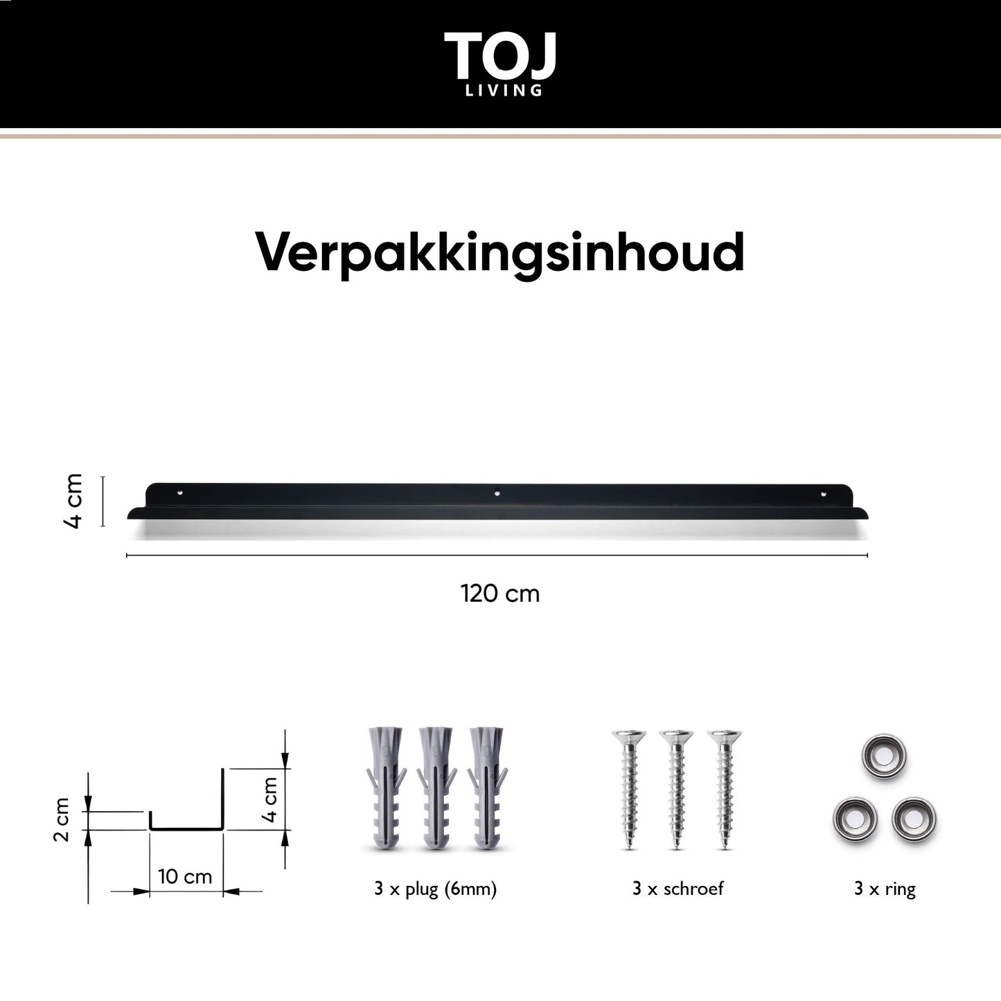 Fotoleiste 120 cm – Edelstahl – matt-schwarz | TOJ Living