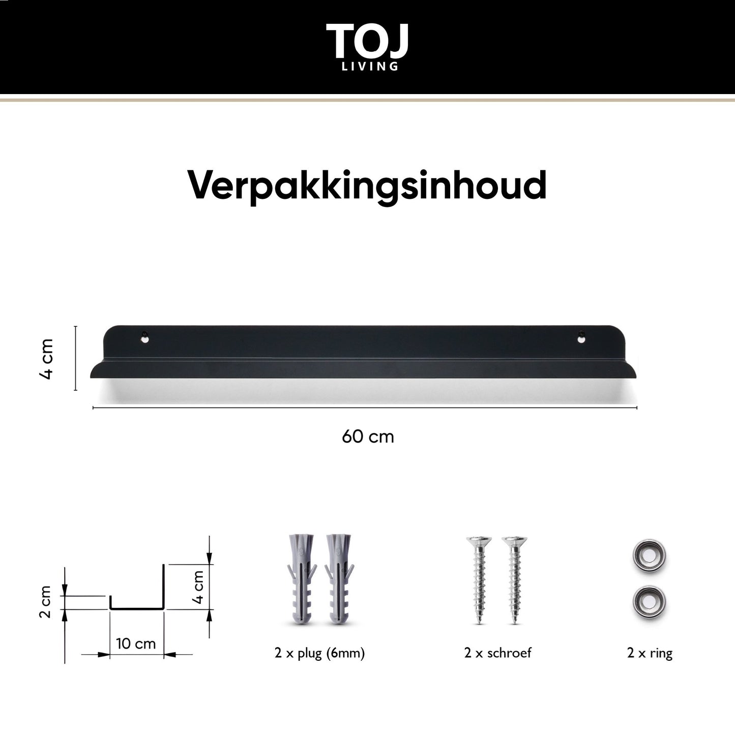 Fotoleiste 60 cm – Edelstahl – matt-schwarz | TOJ Living