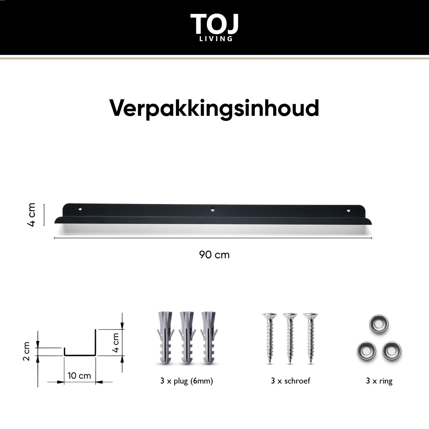 Fotoleiste 90 cm – Edelstahl – matt-schwarz | TOJ Living