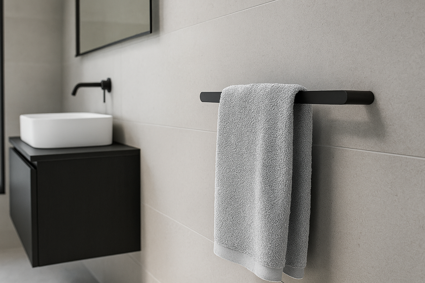 Handdoekstang 60 cm - RVS - Mat zwart | TOJ Living