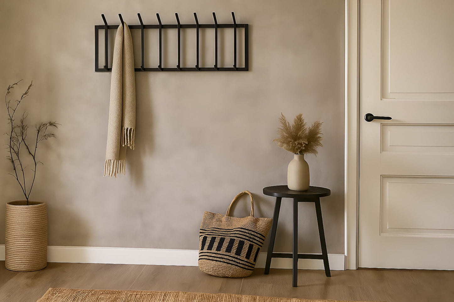 Wandkapstok 16 haken - RVS - 90 cm - Mat zwart | TOJ Living