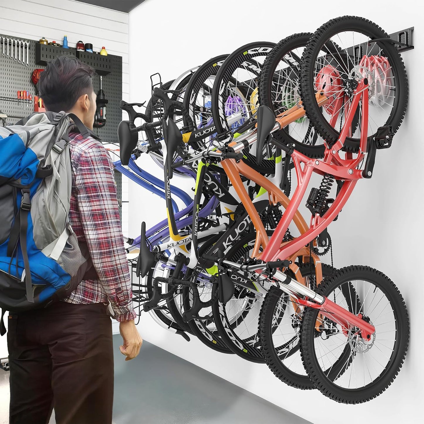 Système de suspension pour vélo (mural) - 1 rail de base + 2 crochets - Métal - 40 cm - Noir mat | TOJ Living