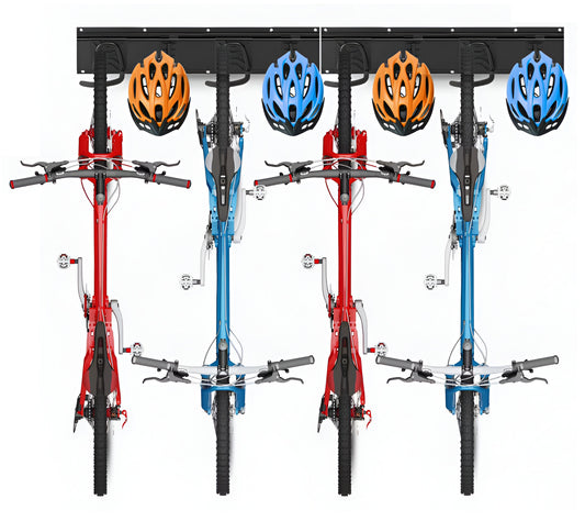 TOJ Living Fiets Ophangsysteem (Muur) - 3 Basisrails + 8 Haken - 120CM - Metaal - Mat Zwart