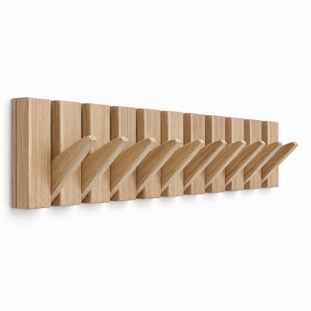 Wall Coat Rack 10 Hooks – Wood – 70 cm – Natural Oak-Look | TOJ Living
