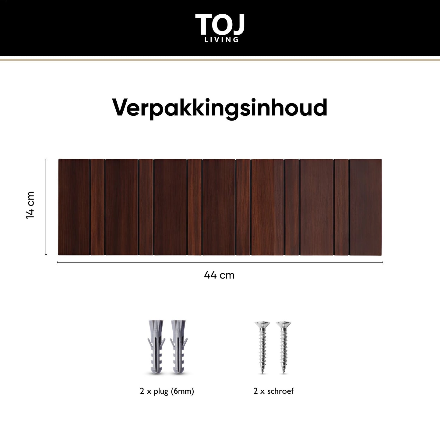 Perchero de pared con 6 ganchos – madera – 44 cm – color nogal | TOJ Living