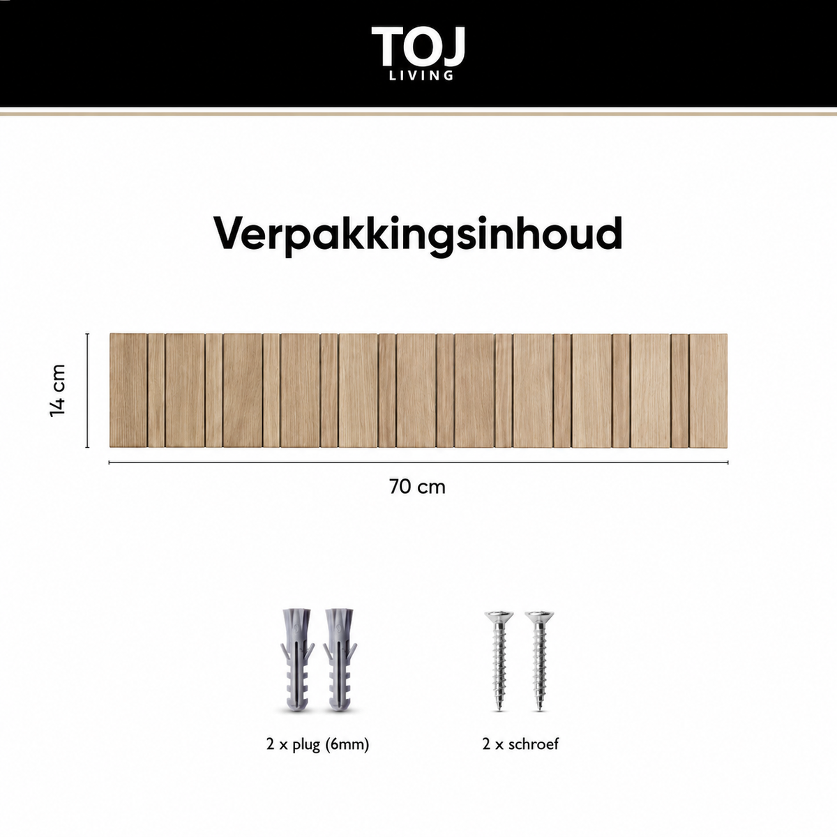 Wall Coat Rack 10 Hooks – Wood – 70 cm – Natural Oak-Look | TOJ Living