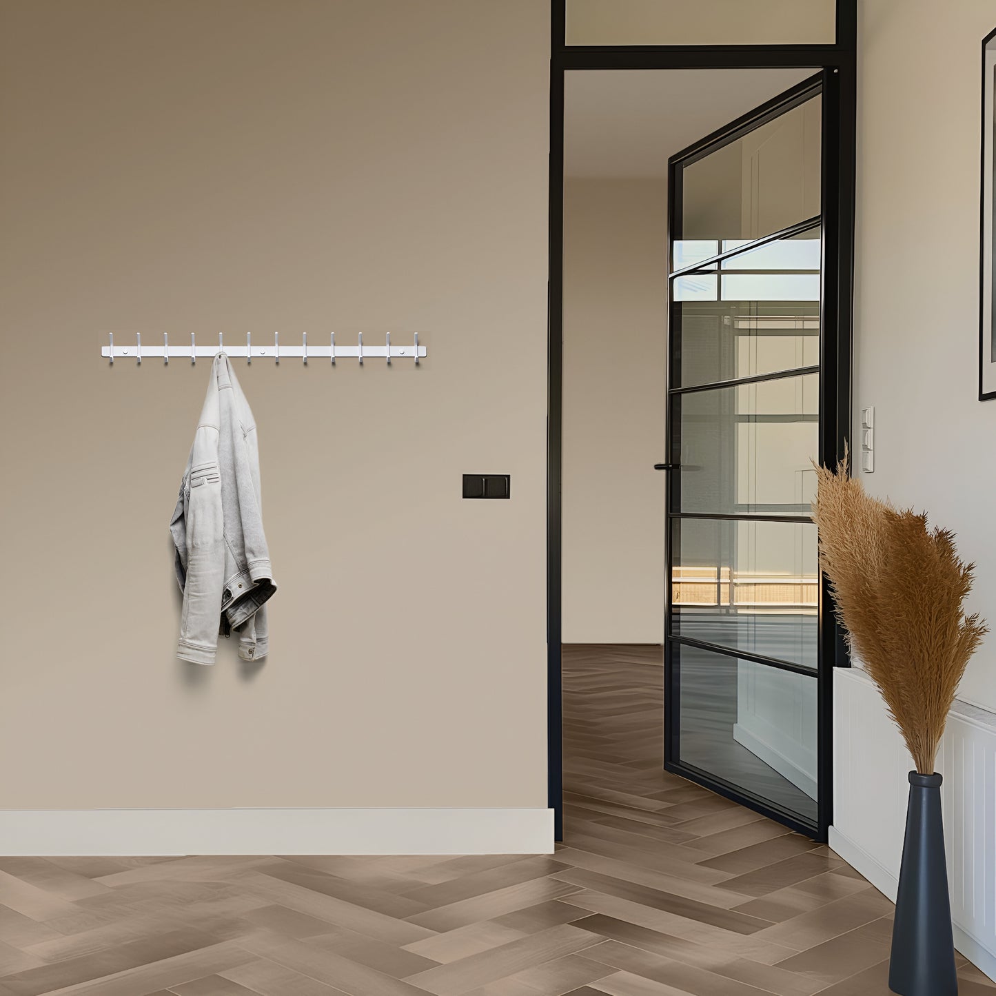 Wandkapstok 24 haken - RVS - 94 cm -  Wit | TOJ Living